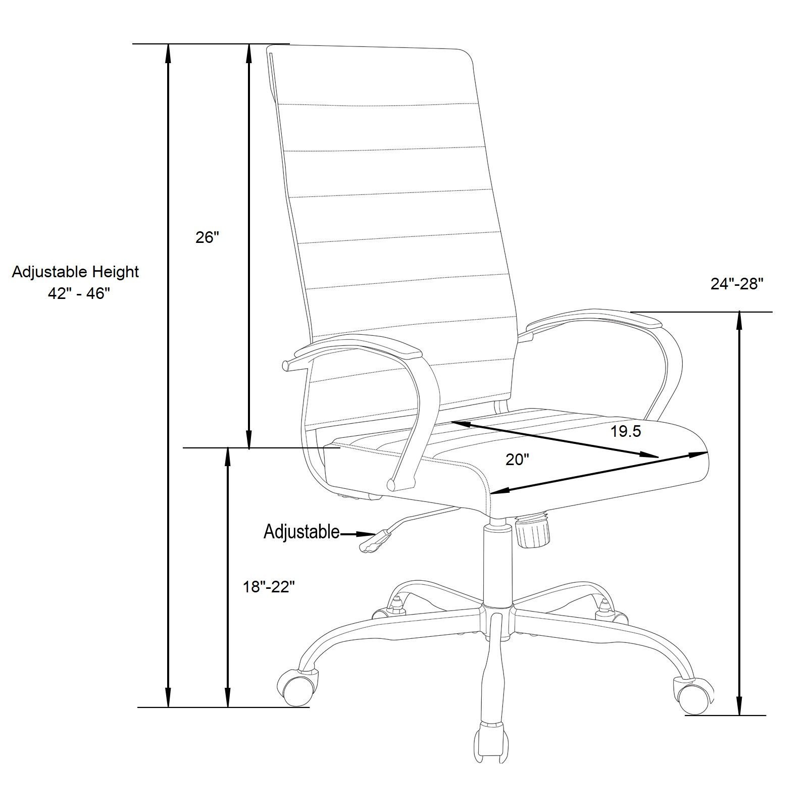 measuring office chair seat